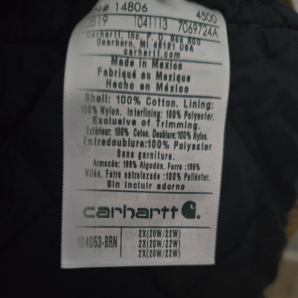 Carhartt Active Jac-Loose Fit Washed Duck Hooded Jacket Brown Womens XXL(20) - Picture 5 of 6